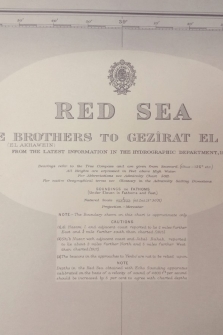 Nautical Chart Red Sea. The Brothers to Gezirat El Dibia. Hydrographic Department 1954