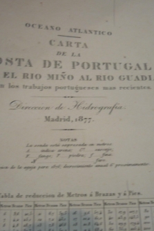 Carta De La Costa De Portugal Desde El Río Miño al Río Guadiana