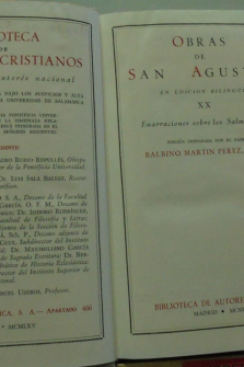 Obras de San Agustín, tomo XX, edición bilingue