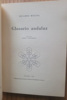 Glosario andaluz. Edición de Ángel Caffarena. Nota previa de Rafael León -