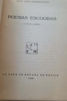 POESIAS ESCOGIDAS (1915 - 1939)