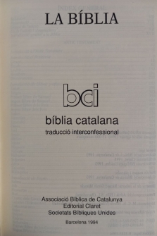 La Bíblia. Bíblia catalana.