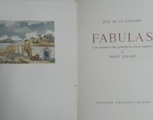 Fabulas-JEAN DE LA FONTAINE, 3 tomos. Con cincuenta y sieta grabados en colores originales de Henry Lemarié